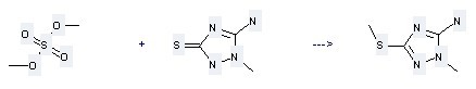 1-Methyl-3-(methylthio)-1h-1,2,4-triazol-5-amine can be prepared by Sulfuric acid dimethyl ester and 5-Amino-1-methyl-1,2-dihydro-[1,2,4]triazole-3-thione